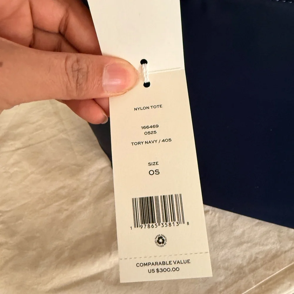 New Tory Burch nylon Navy Tote with Matching Wallet